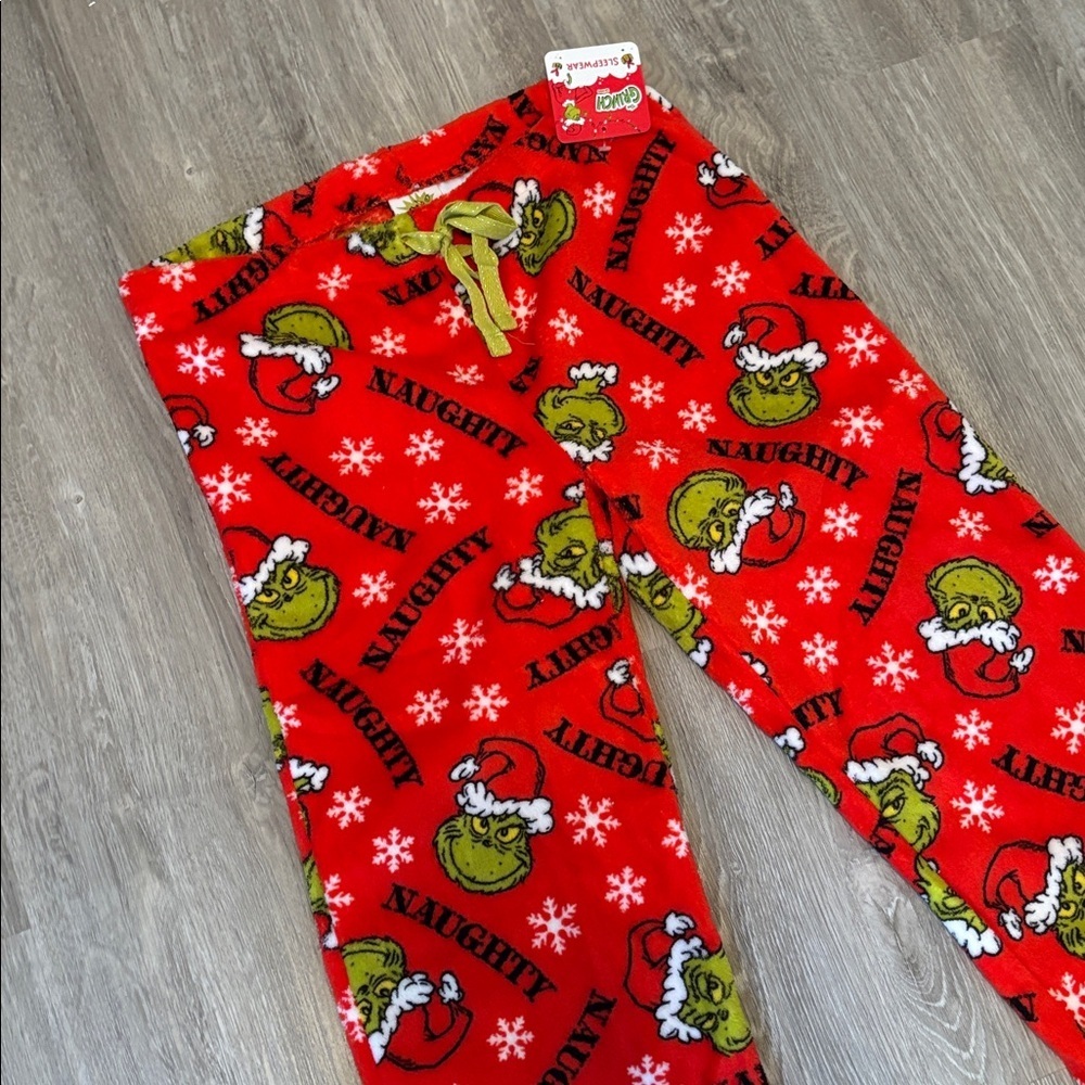 Dr. Seuss the Grinch Naughty fleece pj pants - Picture 3 of 3